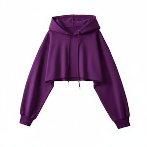 Sweat à capuche court en polaire doux pour femmes, tendance, pull court, logo personnalisé, fabrication en gros OEM - Product Image 4