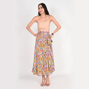 Elegant <b>Long</b> Length and Versatile Style Women's Sari Reversible Wrap <b>Skirt</b> - Product Image 2