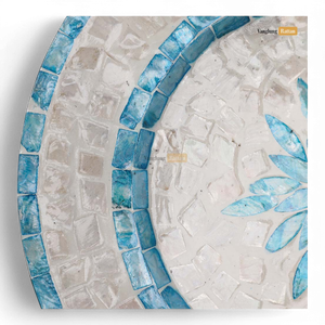 Assiettes de charge en bambou nacré pour mariages Assiette de charge décorative incrustée de coquillages pour fêtes Thème du Vietnam - Product Image 2