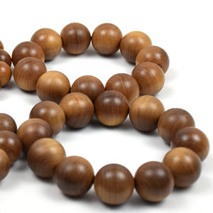 Perles rondes en bois de santal de couleur naturelle non polies écologiques 10-20mm collier en vrac - Product Image 1