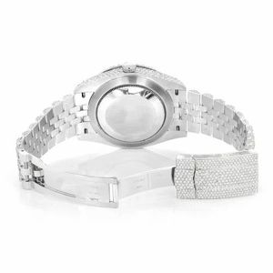 BGJ Mens Full Diamond Iced Out Reloj Números arábigos Diamond Dial Acero inoxidable Pave Baguette Ajuste Reloj de pulsera de lujo - Product Image 5