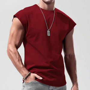 เสื้อกล้ามระบายอากาศแห้งเร็วแขนกุดสำหรับผู้ชายชุดออกกำลังกายผ้าถัก - Product Image 1