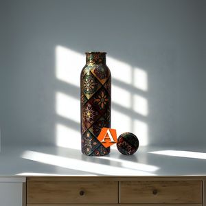 Pure Copper <b>Metal</b> <b>Water</b> <b>Bottle</b> Health Benefits Leak Proof Eco Friendly Handcrafted Design Ideal for Home Office & school - Product Image 4