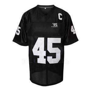 เสื้อฟุตบอลอเมริกันผ้าลายทแยงพร้อมหมายเลขและโลโก้ที่กำหนดเอง - Product Image 1