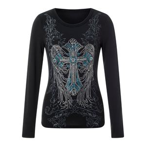 Camisetas de Moda Urbana Hip Hop Gótica con Pedrería para Mujer, Transpirables, Nuevas, Casuales, de Invierno, de Manga Larga, de Diseñador - Product Image 2