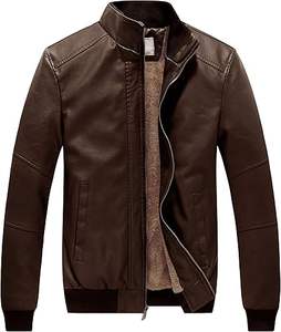 Chaqueta de Cuero Vacuno para Hombre, con Cuello Alto y Logotipo Frontal, Ecológica, Transpirable, de Secado Rápido, para Invierno - Product Image 1