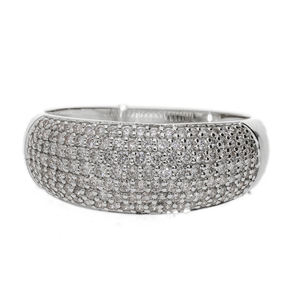 Glamorous Anillo de cúpula de diamante natural de oro de 14 quilates Elegancia radiante audaz con acabado de alto pulido de superficie de pavé completo - Product Image 5