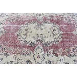 พรมตุรกีโบราณ ขนาด 5.3x8.4 ฟุต พรมลายดอกไม้สีแดงขนาดใหญ่ - Product Image 5