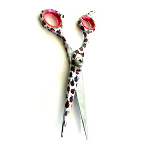 กรรไกรตัดผมสแตนเลสสีกระดาษพร้อมที่วางนิ้วและแหวนยาง - Product Image 5