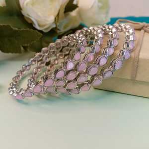 Joyería de boda india Brazalete de gota de lágrima Boho oxidado Pulsera de cristal Joyería de Boda nupcial Conjunto de brazalete indio, Rosa - Product Image 2