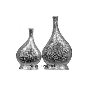 Elegante florero de mesa de metal de aluminio hecho a mano con níquel, nuevo diseño costero para bodas - Product Image 2