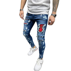 2025 nouveauté patché déchiré Denim jean pantalon Slim Fit Streetwear pantalons Femm élégant jean pantalon hommes - Product Image 2