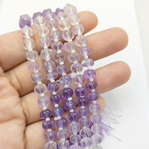 Améthyste ombrée 5-7 MM citrouille sculptée Rondelle perles Agate Melon forme perles Quartz citrouille perles pour la fabrication de bijoux - Product Image 3