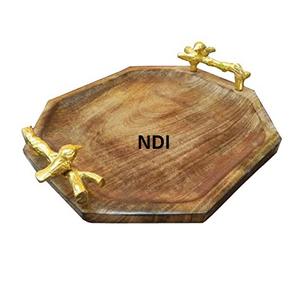 Bandeja en forma de hoja con acabado chapado en oro Bandeja de servicio de metal de estilo lujoso Bandeja de servicio de comida Café Té - Product Image 2