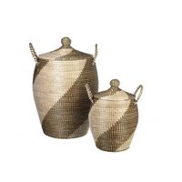 Panier en jonc de mer King Craft Viet, grand panier en osier et en tissu tissé à la main, organisateur de maison pour les jouets et le rangement du linge