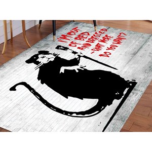 Tapis graffiti Banksy : Tapis d'appoint antidérapant en chenille, motif imprimé, avec poils doux - Product Image 4