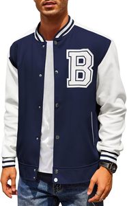 2025 nouveau haute qualité hommes Letterman Varsity veste enduit imperméable respirant laine vêtements d'hiver avec col montant Logo avant - Product Image 2
