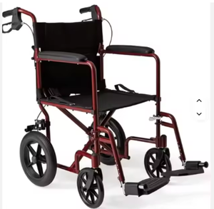 LEGIT รถเข็นคนพิการรุ่นใหม่พร้อมเบรกมือและล้อขนาด 12 นิ้ว โครงสีแดง - Product Image 1