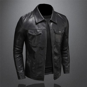 Chaqueta de lona de motocicleta para hombre, talla grande, bolsillo, negro, cremallera, solapa, ajustada, invierno, alta calidad, ecológica, impermeable - Product Image 4