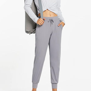 Pantalons de jogging pour femmes en toile personnalisée, coupe droite, coupe-vent, taille élastique, quantité en gros - Product Image 2