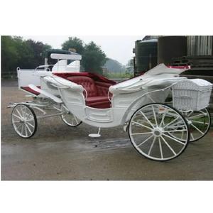 Diseño elegante, carro convertible blanco, EE. UU., caballo ruso dibujado, carro de doble asiento, espléndido buggy victoriano dibujado a caballo - Product Image 1