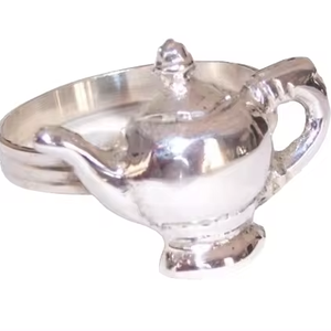 Design minimaliste en métal Designer rond de serviette couleur argent brillant poli table décorative mariage pièce maîtresse bouilloire Design - Product Image 1