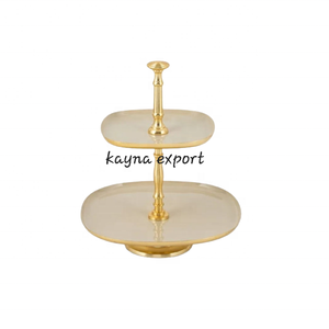 ที่ตั้งคัพเค้กโลหะ2ชั้นสุดหรูออกแบบได้ตามต้องการพร้อมเคลือบเงาเคลือบสีทองตกแต่งรูปทรงเสาและสง่างาม - Product Image 2