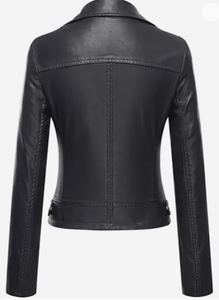 Veste de moto d'hiver pour femmes à col montant personnalisé Manteau en cuir PU noir Sans commentaires encore - Product Image 6