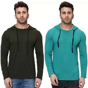 Hombres Sudadera con capucha de manga larga Camiseta de algodón al aire libre suelta Casual sólido camisa sudadera - Product Image 5