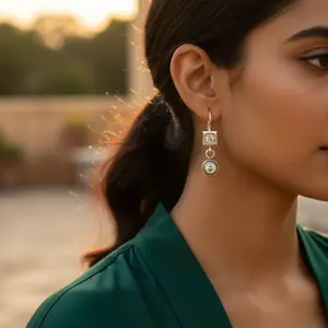 925 Sterling Silver White Topaz <b>Drop</b> <b>Earrings</b> for Women Dangle <b>Fashion</b> Jewelry - Product Image 3