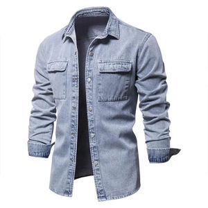 Veste en jean bleu et noir hommes automne mode Cool à la mode hommes Jean vestes manteau décontracté vêtements d'extérieur Service OEM personnalisé - Product Image 5
