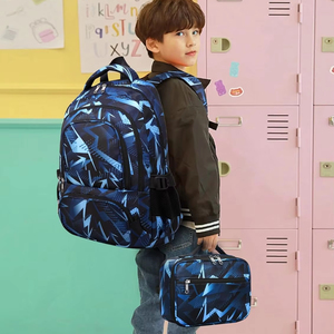 Children School Backpack <b>Lunch</b> <b>Box</b> Set 2-Piece Zipper Closure Anti-Theft Polyester 15-Inch Characters Pattern Unisex Primary - Product Image 1