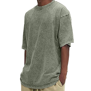 Camiseta de algodón pesado personalizada para hombre, camiseta de gran tamaño de alta calidad con estampado de lavado ácido - Product Image 1