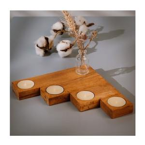 Portavelas de Madera para Velas de Té |   Portavelas, Faroles y Frascos para Velas Hechos a Mano para Decoración del Hogar, Sala de Estar, Dormitorio y Mesa - Product Image 4