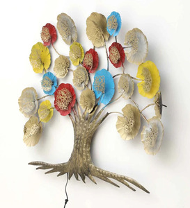 Sculpture d'arbre en métal et aluminium multicolore, trophée décoratif imprimé sur mesure pour la maison, le bureau et la vitrine en laiton. - Product Image 3