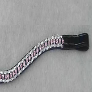 วงคิ้ว100% หนังควายแท้ทรงคลื่นมี3แถวทำจากคริสตัลสีชมพูวงคิ้วมีบังเหียนขนาดใหญ่ขนาดใหญ่มีขนาดเท่าทรงซังข้าวโพด - Product Image 3