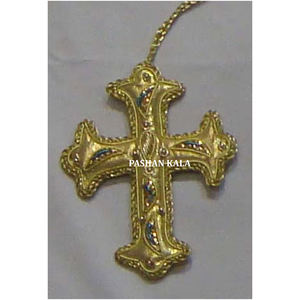 Última producción para obras de arte indio Decoración navideña de alta calidad 2024 Tela de algodón Adorno colgante en forma de cruz - Product Image 1