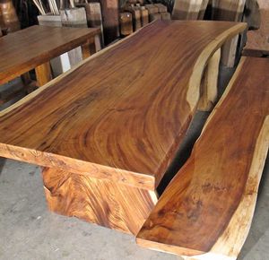 حافة حية من الخشب الصلب لاستخدام الأثاث المنزلي في غرف الطعام طاولة بحافة حية صلبة - Product Image 1