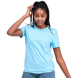 Vente en gros 100% coton coupe régulière poids lourd (240g) respirant col rond manches courtes décontracté été T-Shirts numérique femmes - Product Image 5
