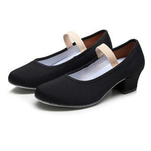 Zapatos de lona con tacón alto para mujer, con suela de PVC y forro de algodón, zapatos de baile - Product Image 2