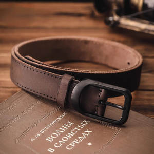 Handmade Cowhide <b>Genuine</b> <b>Leather</b> <b>Belt</b> for Men Casual Vintage Style Custom Length Pin With Custom Logo - Product Image 2