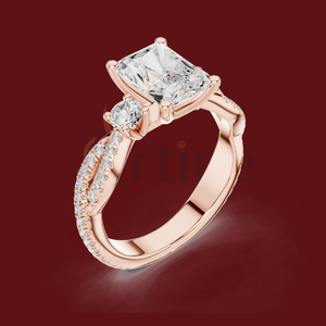 VALENTIN 14K anillo de oro halo con moissanita de corte esmeralda - Product Image 1