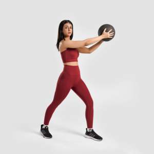 Soutien-gorge de sport Radient Fitness rouge imprimé, taille XL Plus, sans coutures, léger, respirant, rembourré, doublure en spandex, logo frontal - Product Image 3