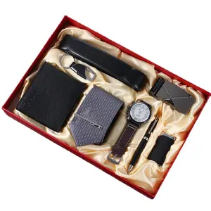 Wholesale Exquisite Wristwatch Quality Montres Birthday Gift Bracelet Business Pen Suit Leather Quartz Men Watches Set