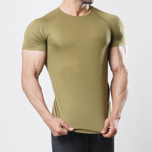 T-shirt de sport pour homme 100% coton respirant uni Fitness manches courtes 100% coton T-shirt pour homme coupe ample Fitness T-shirt - Product Image 3