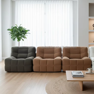 Fauteuil lounge sans accoudoirs en bouclette capitonné de style nordique moderne, <span class=keywords><strong>canapé</strong></span> confortable et décontracté pour salon, chambre à coucher, balcon - Product Image 2