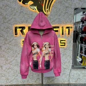 เสื้อฮู้ดซิปแบบสั่งทำ สไตล์ล่าสุด ราคาสุดคุ้ม ประดับคริสตัล ซิปแบบรูดขึ้น ล้างสีแบบวินเทจ ผ้าฟลีซ สตรีทแวร์ สำหรับผู้ชาย - Product Image 6