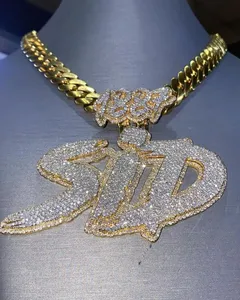 Colgante de Letra con Diamante Moissanite de Plata 925, Estilo Vintage Personalizable, Joyería para Hombre y Mujer, Colgante Hip Hop con Incrustaciones, Pasa la Prueba del Diamante - Product Image 1