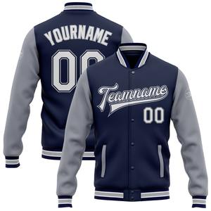 Vente en gros dans l'industrie directe Blouson aviateur décontracté hiver personnalisé bleu marine blanc-gris veste bicolore Varsity Letterman - Product Image 1