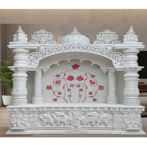 Mandir en bois de teck aspect marbre sur base d'éléphant, personnalisé, professionnel, durable, blanc, prix d'usine, vente, Mandir en bois Swami Narayan - Product Image 1